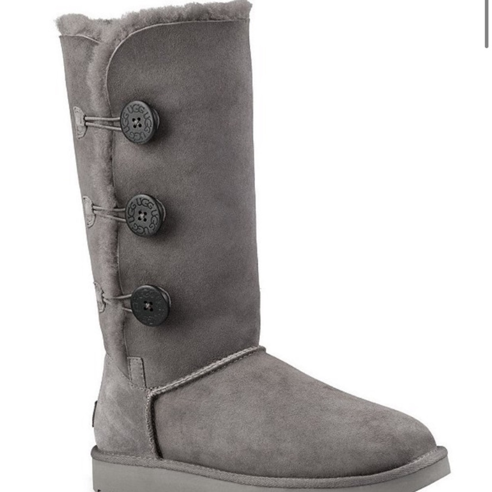 UGG Grey Bailey Suede Button Triplet Women’s